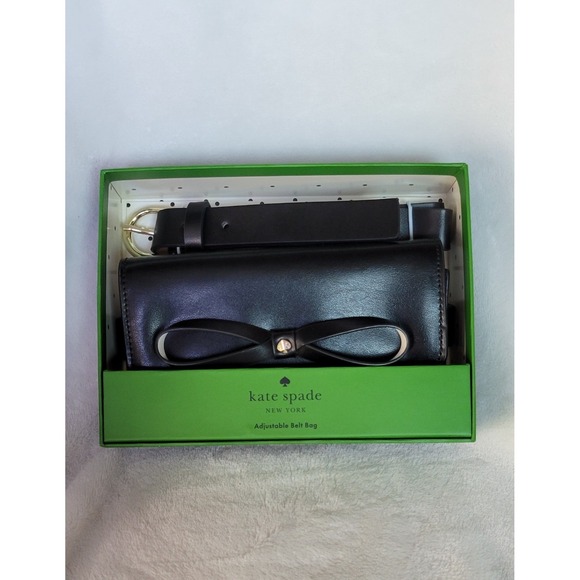 kate spade new york Accessories - Kate Spade small black leather bow belt bag.
